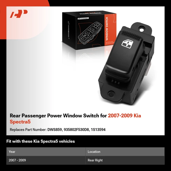 Rear Passenger Power Window Switch for 2007-2009 Kia Spectra5