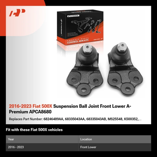 2016-2023 Fiat 500X Suspension Ball Joint Front Lower A-Premium APCA8680
