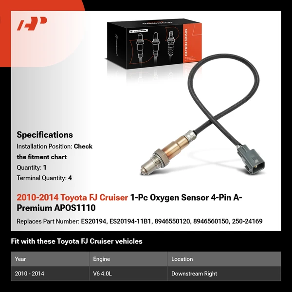 2010-2014 Toyota FJ Cruiser 1-Pc Oxygen Sensor 4-Pin A-Premium APOS1110