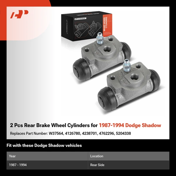 2 Pcs Rear Brake Wheel Cylinders for 1987-1994 Dodge Shadow