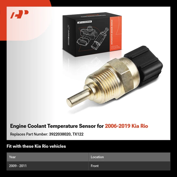 Engine Coolant Temperature Sensor for 2006-2019 Kia Rio