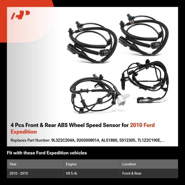 4 Pcs Front & Rear ABS Wheel Speed Sensor for 2010 Ford Expedition