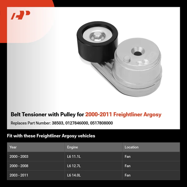 Belt Tensioner with Pulley for 2000-2011 Freightliner Argosy