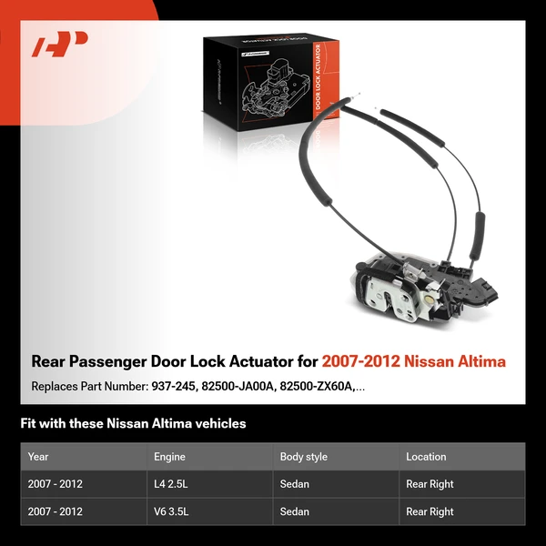 Rear Passenger Door Lock Actuator for 2007-2012 Nissan Altima