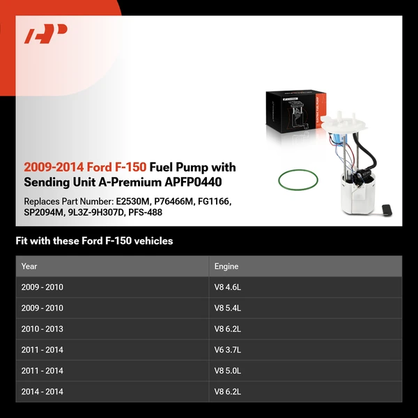 2009-2014 Ford F-150 Fuel Pump with Sending Unit A-Premium APFP0440