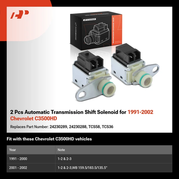2 Pcs Automatic Transmission Shift Solenoid for 1991-2002 Chevrolet C3500HD
