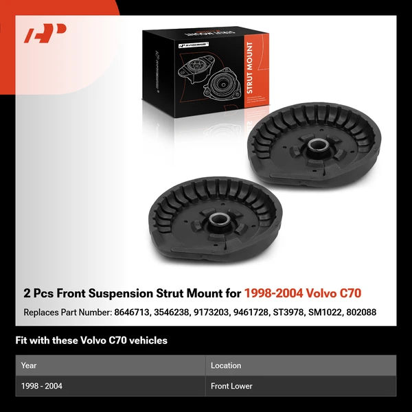 2 Pcs Front Suspension Strut Mount for 1998-2004 Volvo C70