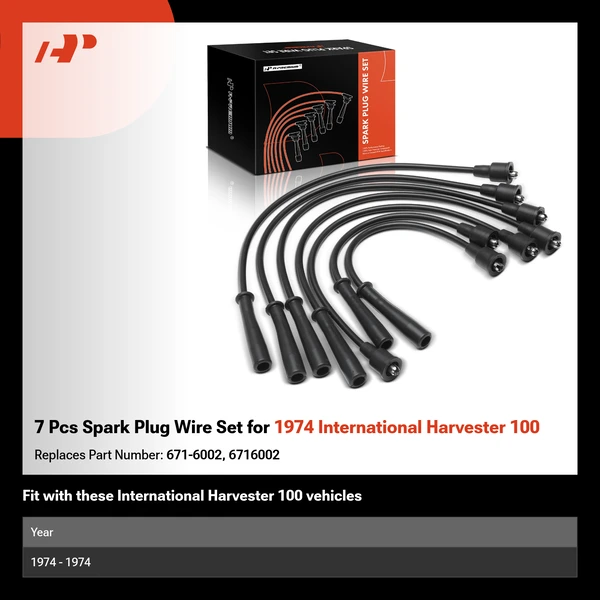 7 Pcs Spark Plug Wire Set for 1974 International Harvester 100