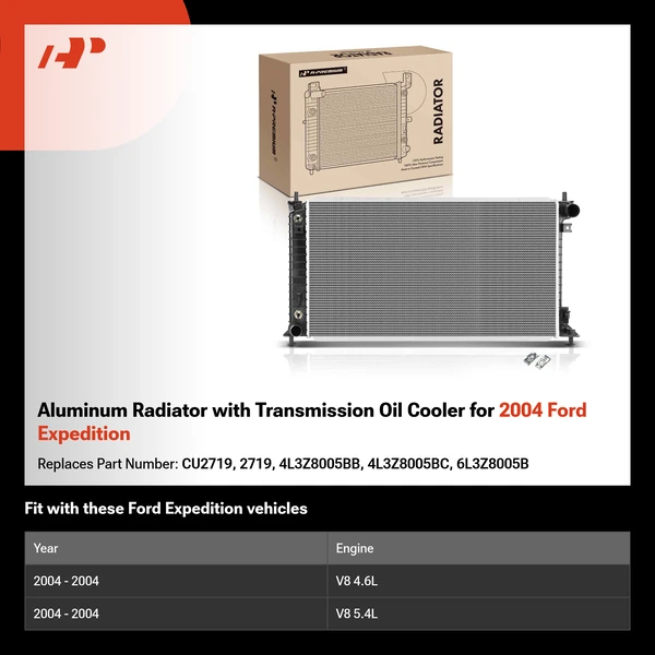 Aluminum Radiator with Transmission Oil Cooler for 2004 Ford Expedition