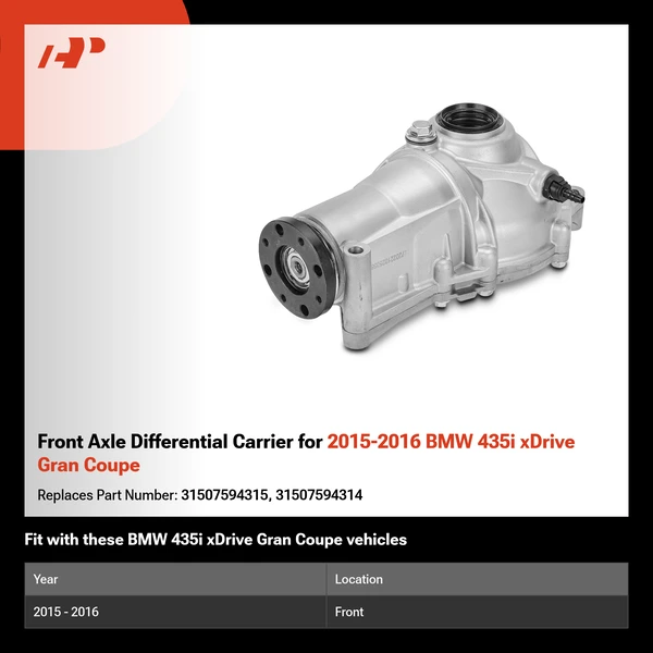 Front Axle Differential Carrier for 2015-2016 BMW 435i xDrive Gran Coupe
