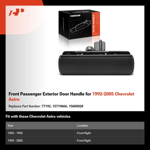 Front Passenger Exterior Door Handle for 1992-2005 Chevrolet Astro