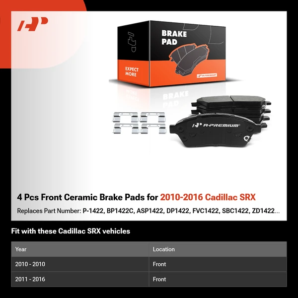 4 Pcs Front Ceramic Brake Pads for 2010-2016 Cadillac SRX