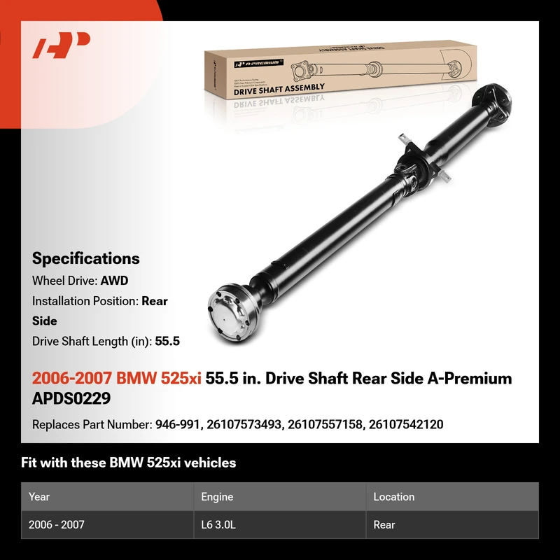 2006-2007 BMW 525xi 55.5 in. Drive Shaft Rear Side A-Premium APDS0229
