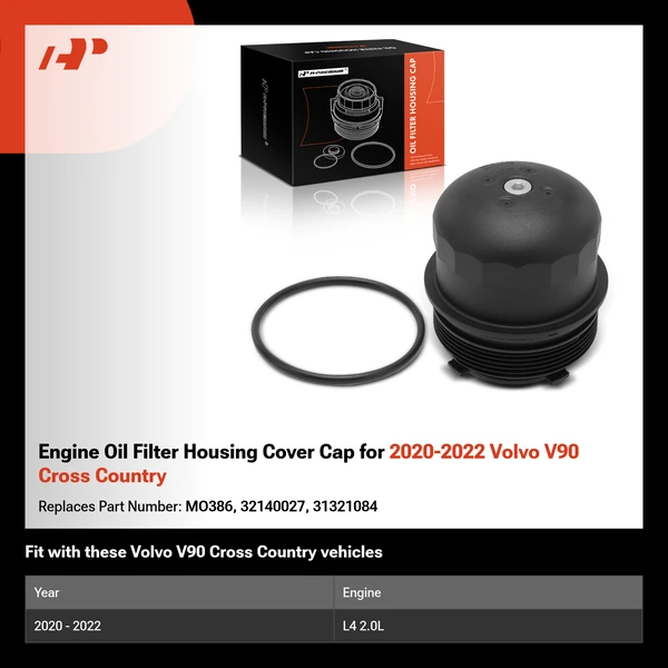 Engine Oil Filter Housing Cover Cap for 2020-2022 Volvo V90 Cross Country