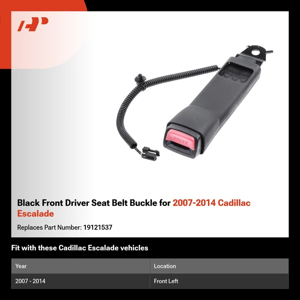 Black Front Driver Seat Belt Buckle for 2007-2014 Cadillac Escalade