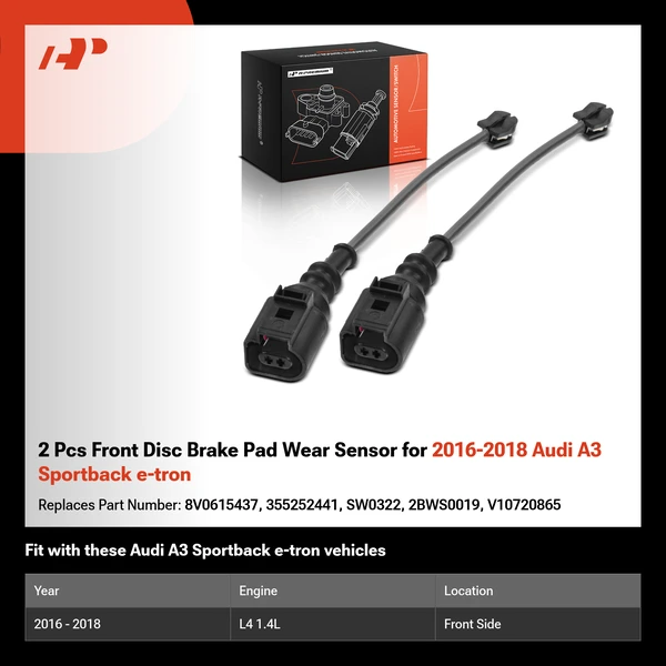 2 Pcs Front Disc Brake Pad Wear Sensor for 2016-2018 Audi A3 Sportback e-tron