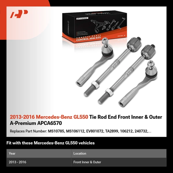 2013-2016 Mercedes-Benz GL550 Tie Rod End Front Inner & Outer A-Premium APCA6570