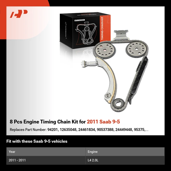 8 Pcs Engine Timing Chain Kit for 2011 Saab 9-5