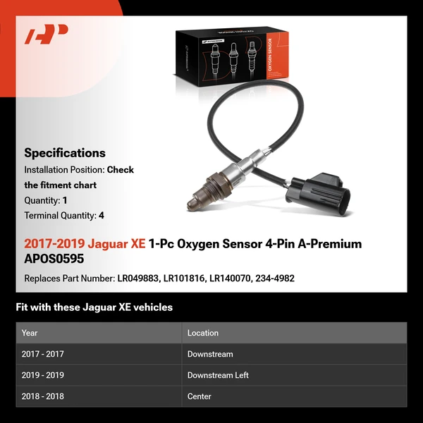 2017-2019 Jaguar XE 1-Pc Oxygen Sensor 4-Pin A-Premium APOS0595