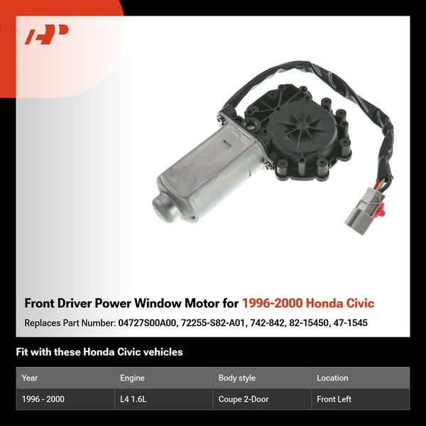 Front Driver Power Window Motor for 1996-2000 Honda Civic