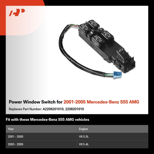 Power Window Switch for 2001-2005 Mercedes-Benz S55 AMG