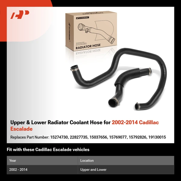 Upper & Lower Radiator Coolant Hose for 2002-2014 Cadillac Escalade