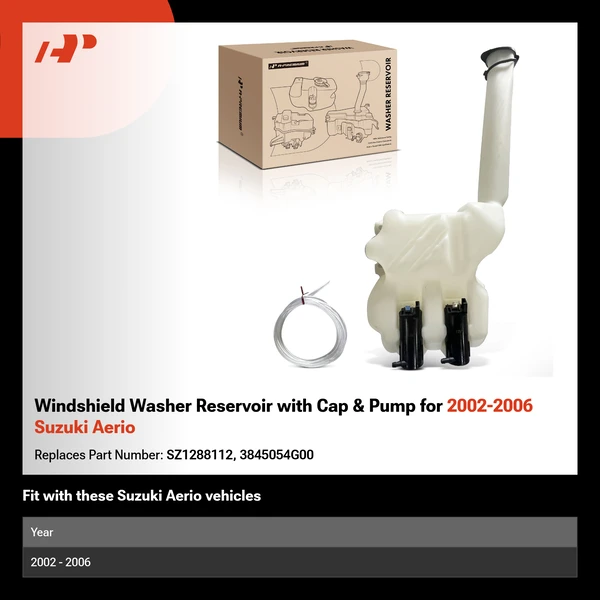 Windshield Washer Reservoir with Cap & Pump for 2002-2006 Suzuki Aerio