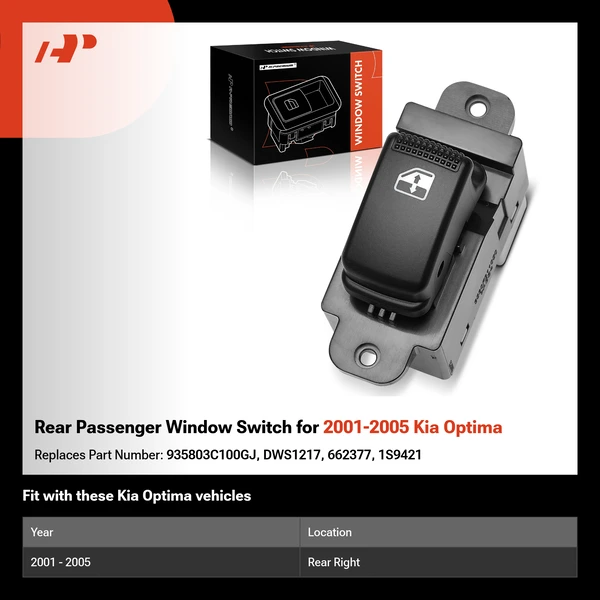 Rear Passenger Window Switch for 2001-2005 Kia Optima