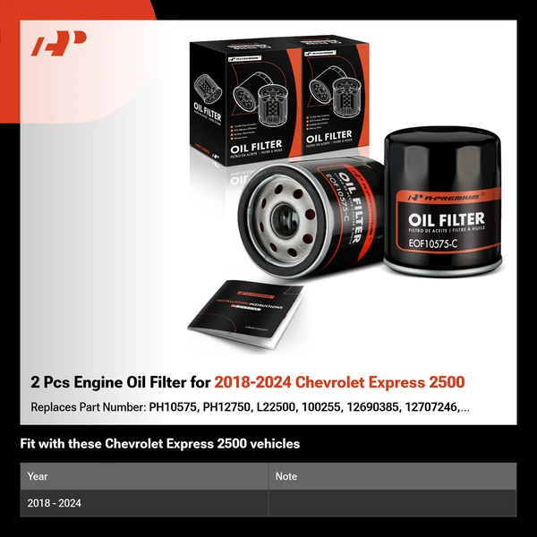 2 Pcs Engine Oil Filter for 2018-2024 Chevrolet Express 2500