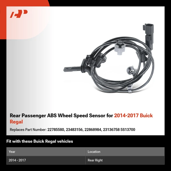 Rear Passenger ABS Wheel Speed Sensor for 2014-2017 Buick Regal