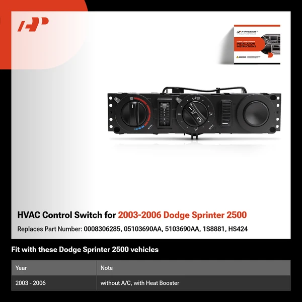 HVAC Control Switch for 2003-2006 Dodge Sprinter 2500