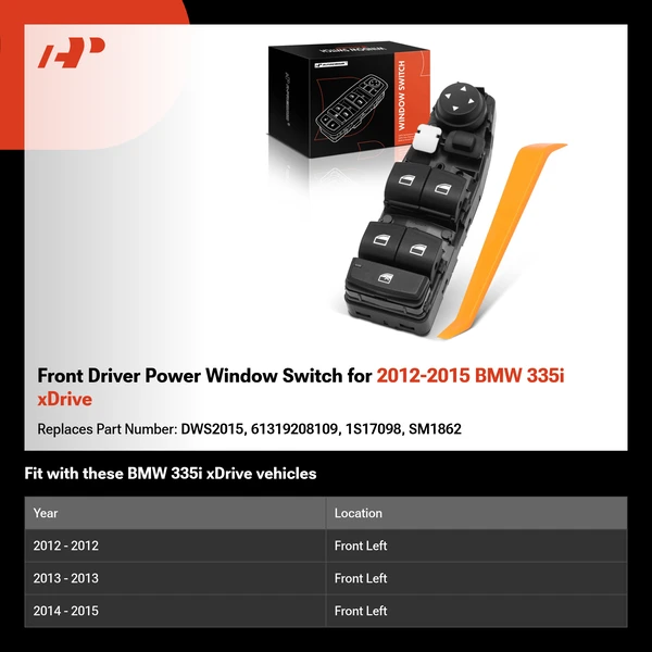 Front Driver Power Window Switch for 2012-2015 BMW 335i xDrive