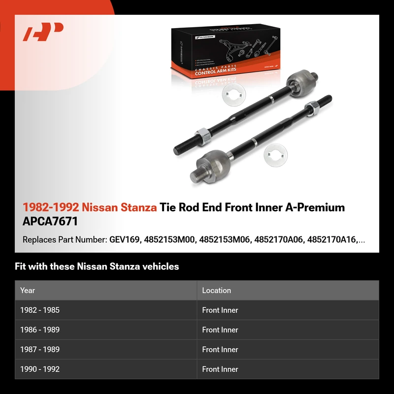 1982-1992 Nissan Stanza Tie Rod End Front Inner A-Premium APCA7671