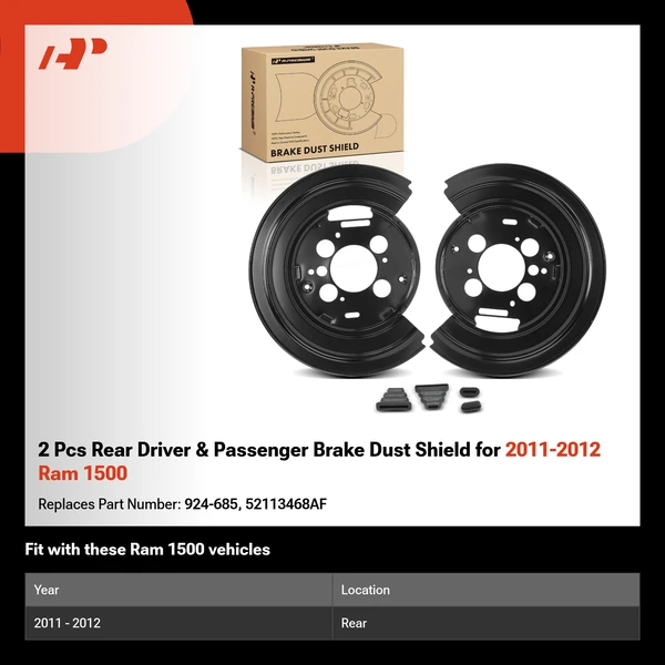 2 Pcs Rear Driver & Passenger Brake Dust Shield for 2011-2012 Ram 1500
