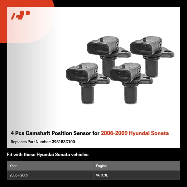 4 Pcs Camshaft Position Sensor for 2006-2009 Hyundai Sonata