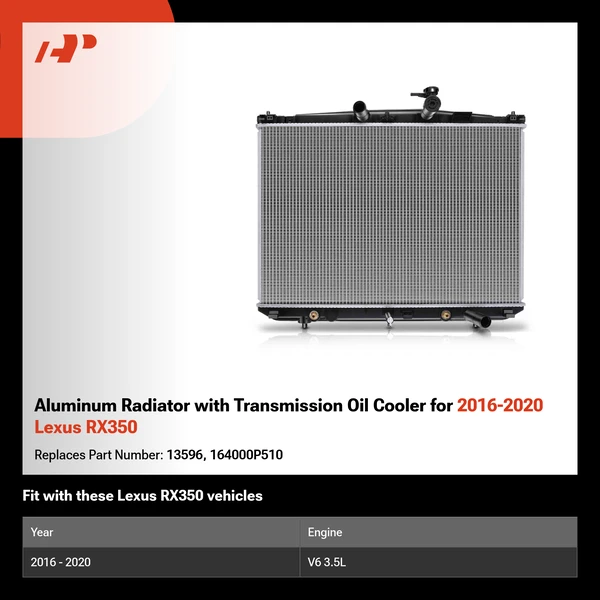 Aluminum Radiator with Transmission Oil Cooler for 2016-2020 Lexus RX350