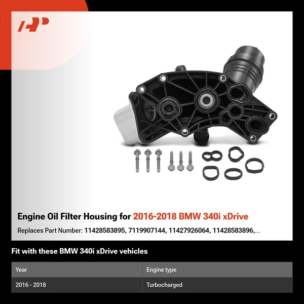 Engine Oil Filter Housing for 2016-2018 BMW 340i xDrive