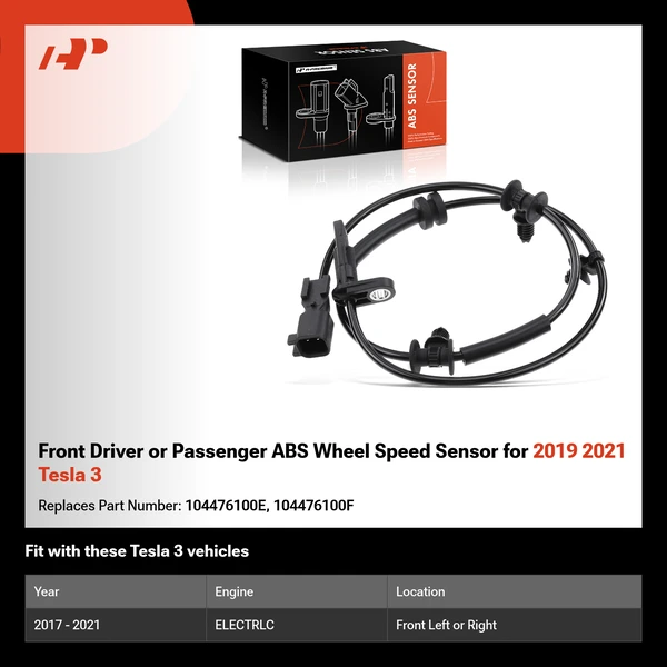 Front Driver or Passenger ABS Wheel Speed Sensor for 2019 2021 Tesla 3