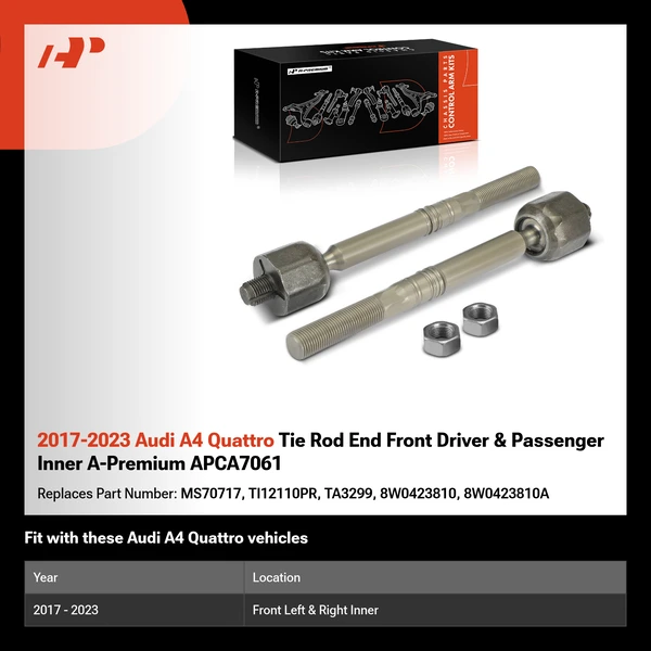 2017-2023 Audi A4 Quattro Tie Rod End Front Driver & Passenger Inner A-Premium APCA7061