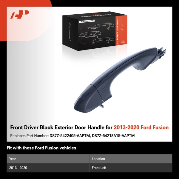 Front Driver Black Exterior Door Handle for 2013-2020 Ford Fusion