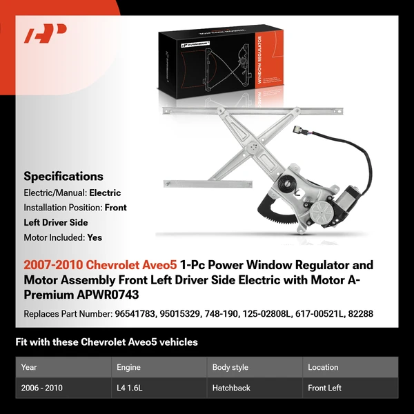 2007-2010 Chevrolet Aveo5 1-Pc Power Window Regulator and Motor Assembly Front Left Driver Side Electric with Motor A-Premium APWR0743