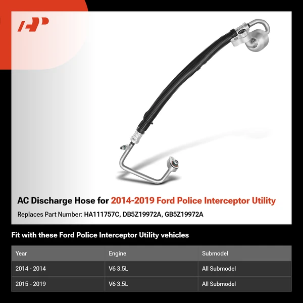 AC Discharge Hose for 2014-2019 Ford Police Interceptor Utility