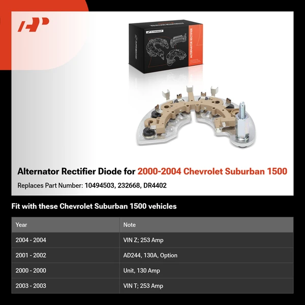 Alternator Rectifier Diode for 2000-2004 Chevrolet Suburban 1500