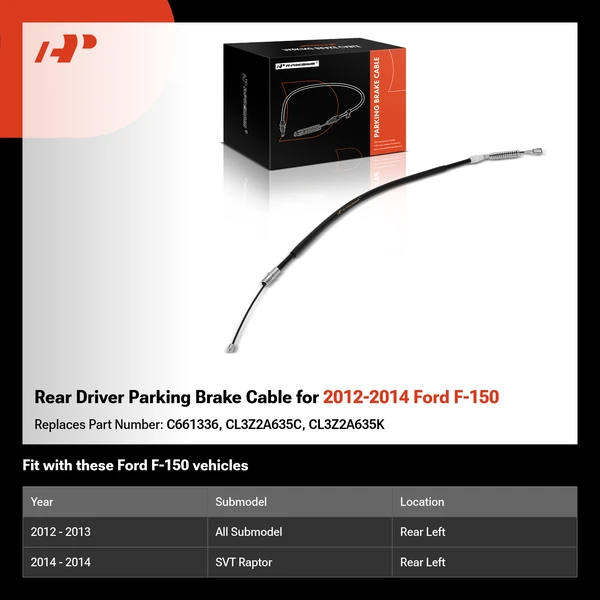 Rear Driver Parking Brake Cable for 2012-2014 Ford F-150