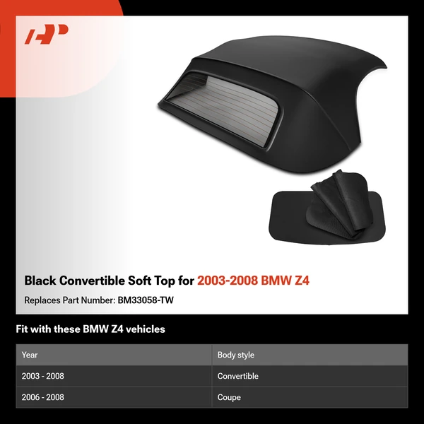 Black Convertible Soft Top for 2003-2008 BMW Z4