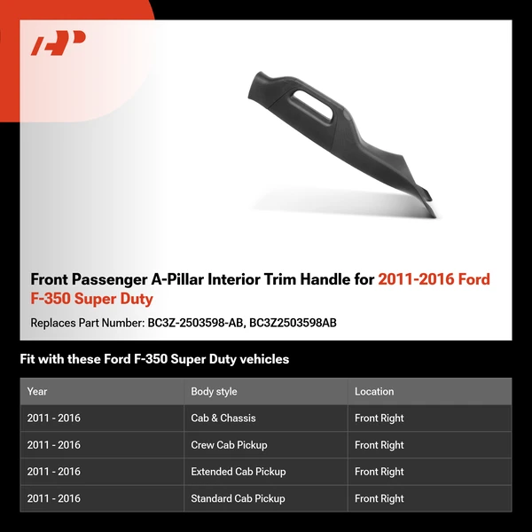 Front Passenger A-Pillar Interior Trim Handle for 2011-2016 Ford F-350 Super Duty