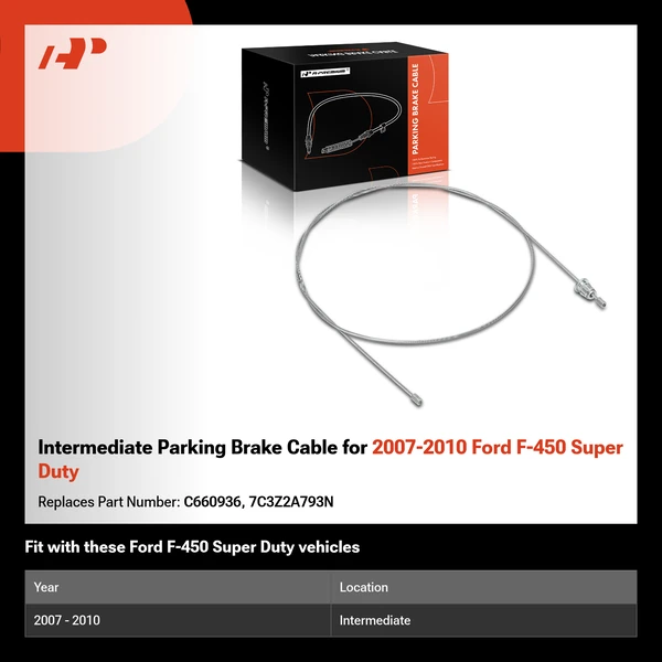 Intermediate Parking Brake Cable for 2007-2010 Ford F-450 Super Duty