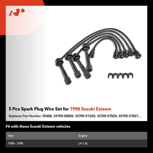 5 Pcs Spark Plug Wire Set for 1998 Suzuki Esteem