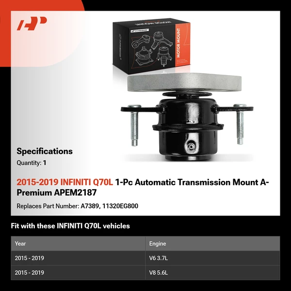 2015-2019 INFINITI Q70L 1-Pc Automatic Transmission Mount A-Premium APEM2187