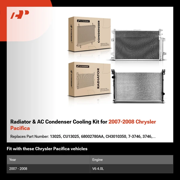 Radiator & AC Condenser Cooling Kit for 2007-2008 Chrysler Pacifica
